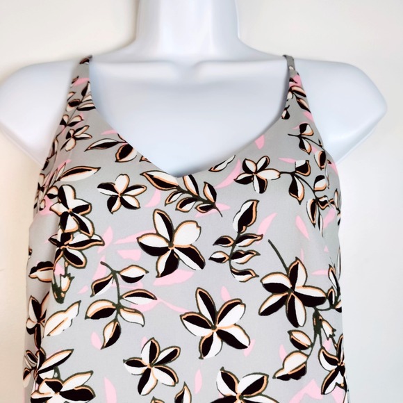 Banana Republic Women PXS Gray Floral Adjust Strap Sheer Lined Cami Boho Sexy - Picture 3 of 8